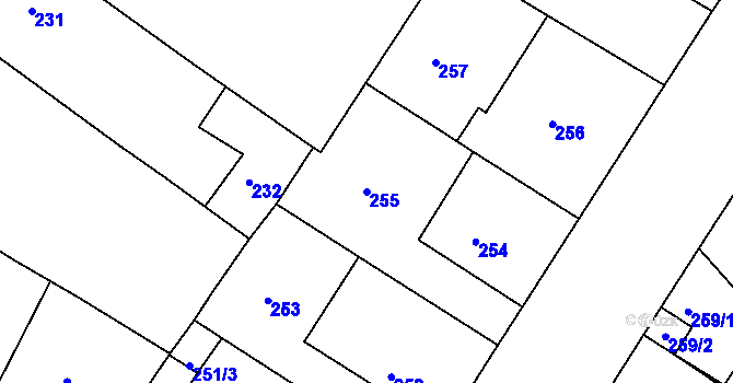 Parcela st. 255 v KÚ Křimice, Katastrální mapa