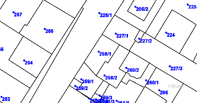 Parcela st. 258/1 v KÚ Křimice, Katastrální mapa