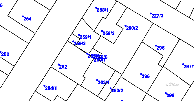 Parcela st. 259/3 v KÚ Křimice, Katastrální mapa
