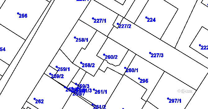 Parcela st. 260/2 v KÚ Křimice, Katastrální mapa