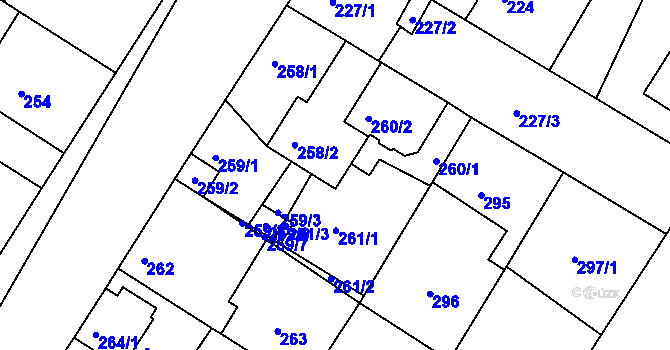 Parcela st. 260/3 v KÚ Křimice, Katastrální mapa