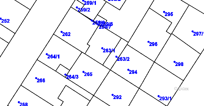 Parcela st. 263 v KÚ Křimice, Katastrální mapa