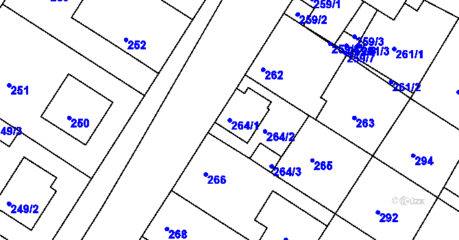Parcela st. 264/1 v KÚ Křimice, Katastrální mapa