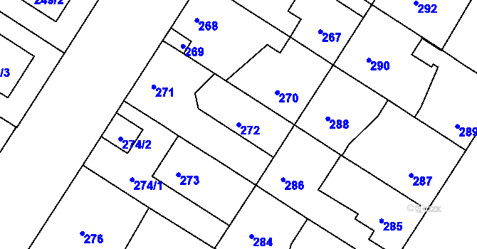 Parcela st. 272 v KÚ Křimice, Katastrální mapa