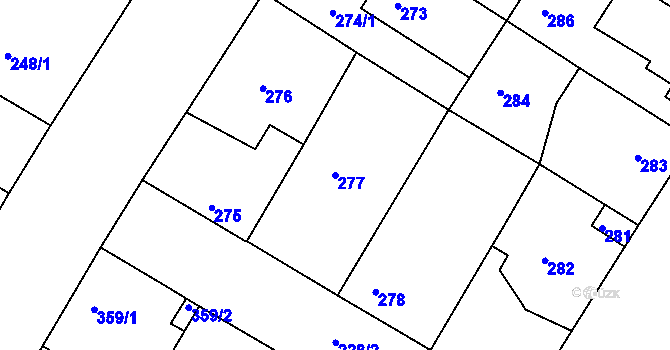 Parcela st. 277 v KÚ Křimice, Katastrální mapa