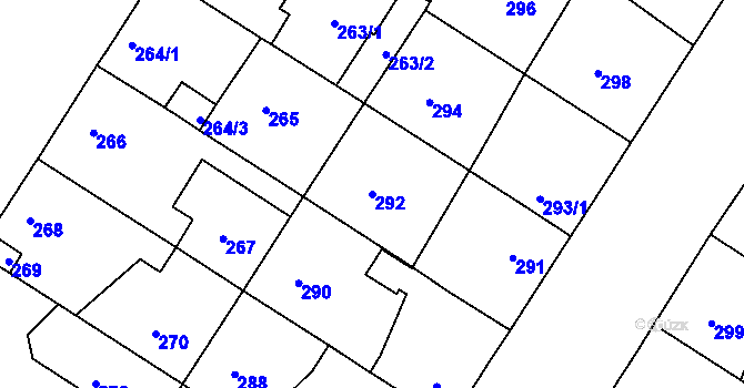Parcela st. 292 v KÚ Křimice, Katastrální mapa