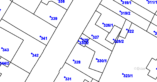 Parcela st. 330/2 v KÚ Křimice, Katastrální mapa
