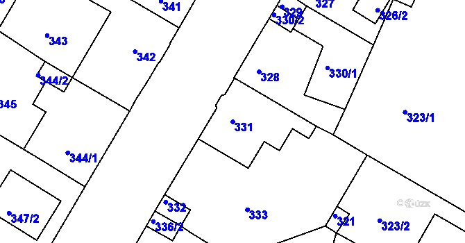 Parcela st. 331 v KÚ Křimice, Katastrální mapa