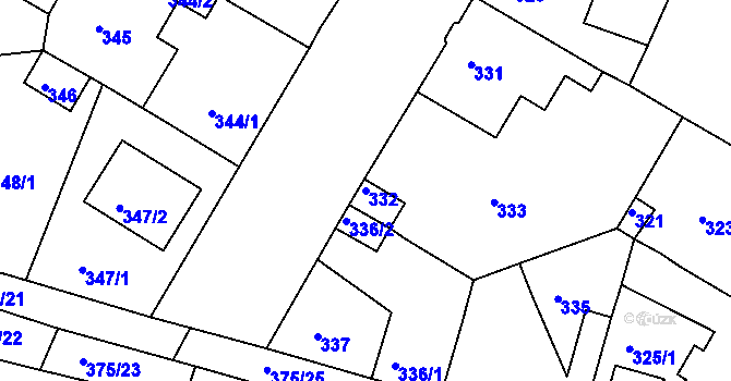 Parcela st. 332 v KÚ Křimice, Katastrální mapa