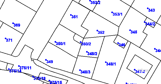 Parcela st. 350/2 v KÚ Křimice, Katastrální mapa