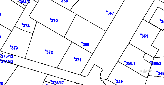 Parcela st. 369 v KÚ Křimice, Katastrální mapa