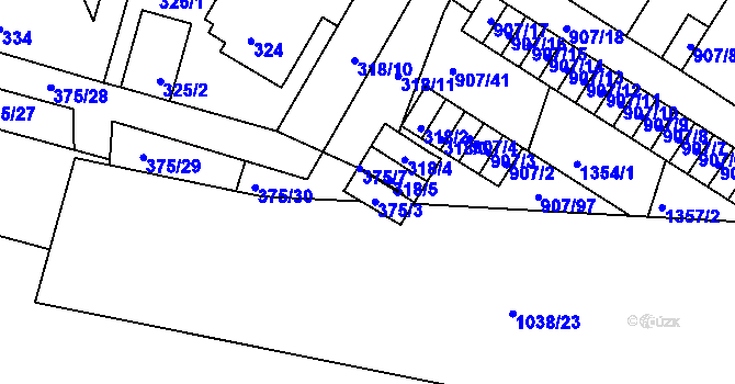 Parcela st. 375/3 v KÚ Křimice, Katastrální mapa