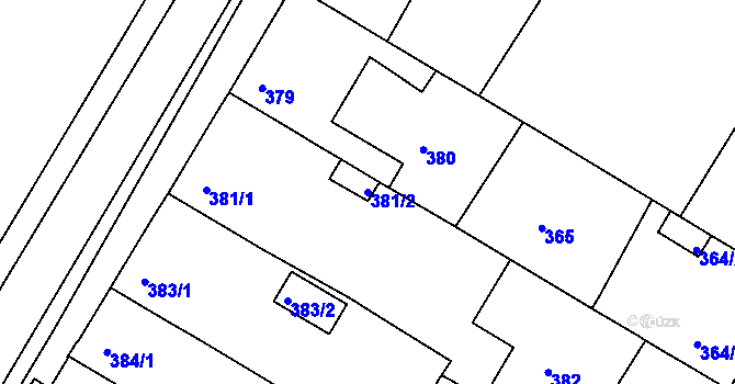 Parcela st. 381/2 v KÚ Křimice, Katastrální mapa