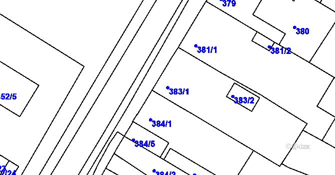 Parcela st. 383/1 v KÚ Křimice, Katastrální mapa