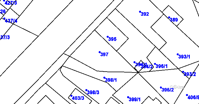 Parcela st. 397 v KÚ Křimice, Katastrální mapa