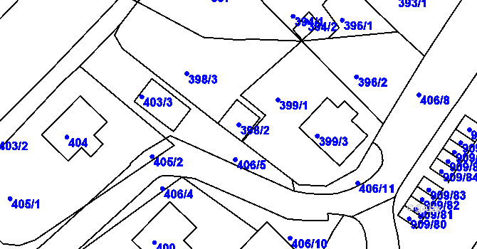 Parcela st. 398/2 v KÚ Křimice, Katastrální mapa