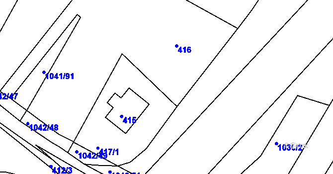 Parcela st. 417/2 v KÚ Křimice, Katastrální mapa