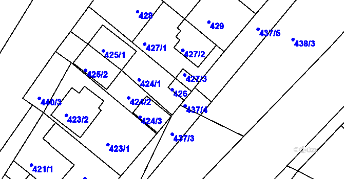 Parcela st. 426 v KÚ Křimice, Katastrální mapa