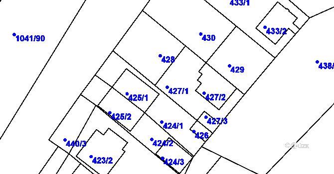 Parcela st. 427/1 v KÚ Křimice, Katastrální mapa