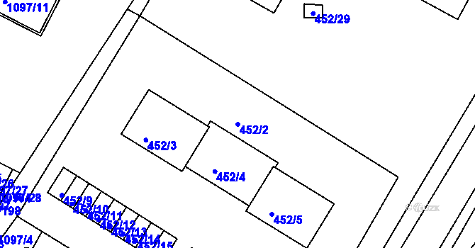 Parcela st. 452/2 v KÚ Křimice, Katastrální mapa