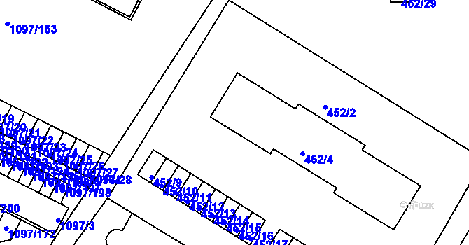 Parcela st. 452/3 v KÚ Křimice, Katastrální mapa