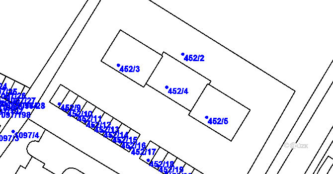 Parcela st. 452/4 v KÚ Křimice, Katastrální mapa
