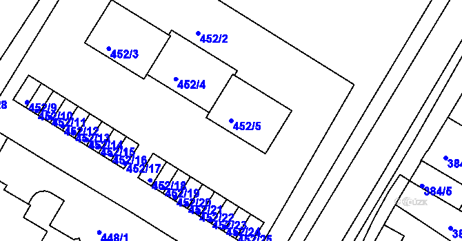 Parcela st. 452/5 v KÚ Křimice, Katastrální mapa