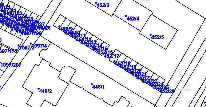 Parcela st. 452/17 v KÚ Křimice, Katastrální mapa