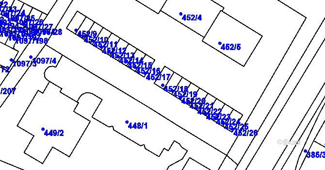 Parcela st. 452/18 v KÚ Křimice, Katastrální mapa
