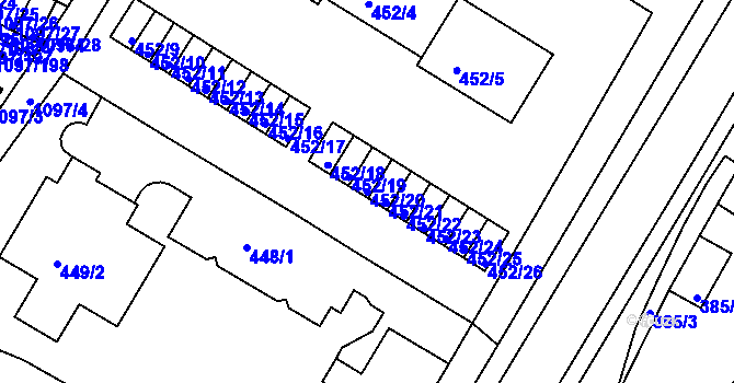 Parcela st. 452/20 v KÚ Křimice, Katastrální mapa
