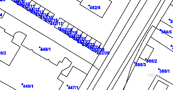Parcela st. 452/24 v KÚ Křimice, Katastrální mapa