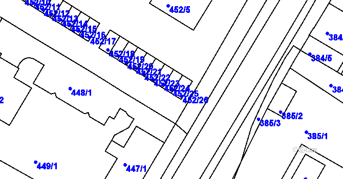 Parcela st. 452/25 v KÚ Křimice, Katastrální mapa