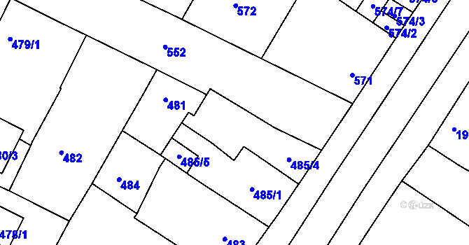 Parcela st. 485/2 v KÚ Křimice, Katastrální mapa