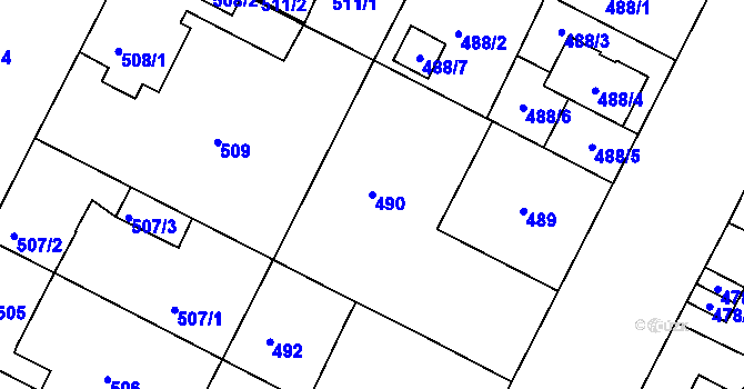 Parcela st. 490 v KÚ Křimice, Katastrální mapa