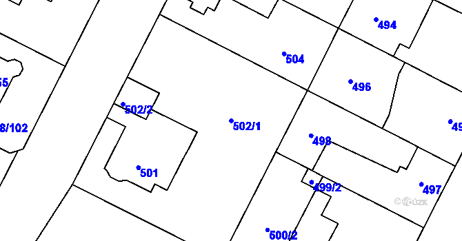 Parcela st. 502/1 v KÚ Křimice, Katastrální mapa