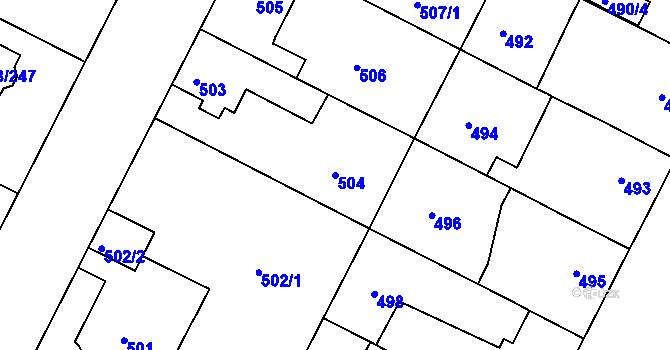 Parcela st. 504 v KÚ Křimice, Katastrální mapa