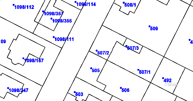 Parcela st. 507/2 v KÚ Křimice, Katastrální mapa