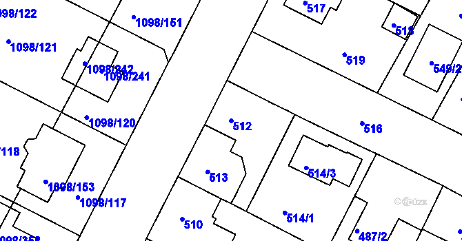 Parcela st. 512 v KÚ Křimice, Katastrální mapa