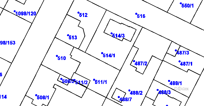 Parcela st. 514/1 v KÚ Křimice, Katastrální mapa