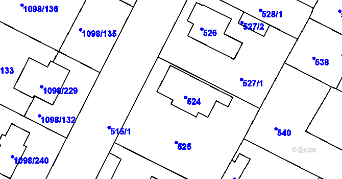 Parcela st. 524 v KÚ Křimice, Katastrální mapa