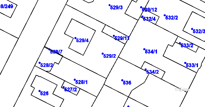 Parcela st. 529/2 v KÚ Křimice, Katastrální mapa