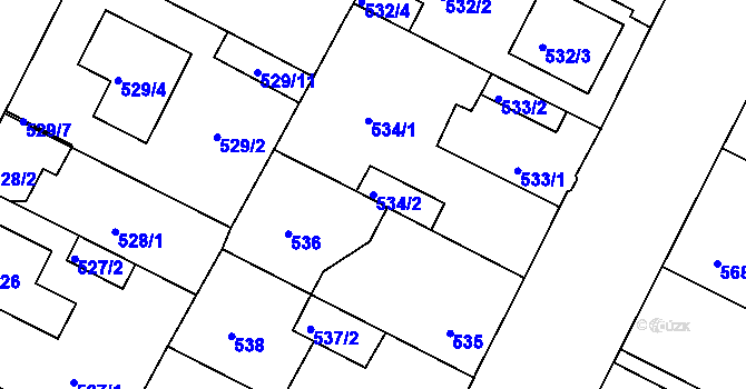 Parcela st. 534/2 v KÚ Křimice, Katastrální mapa