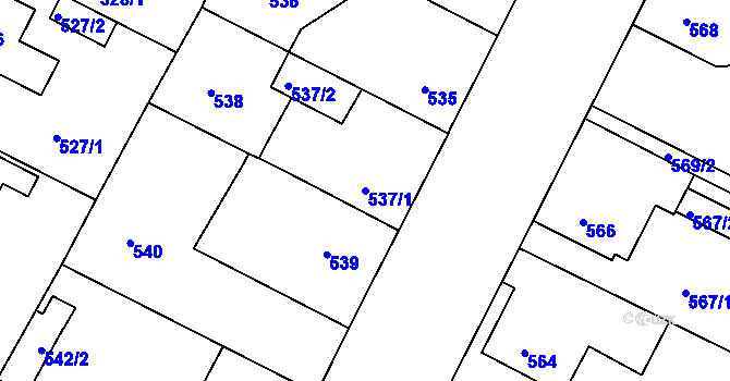 Parcela st. 537/1 v KÚ Křimice, Katastrální mapa
