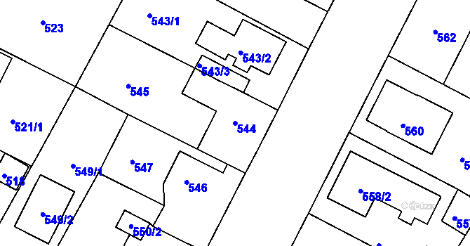 Parcela st. 544 v KÚ Křimice, Katastrální mapa