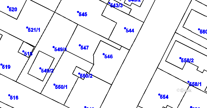 Parcela st. 546 v KÚ Křimice, Katastrální mapa
