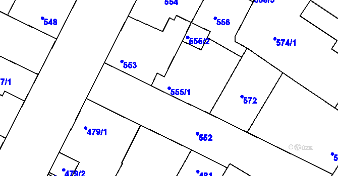 Parcela st. 555/1 v KÚ Křimice, Katastrální mapa