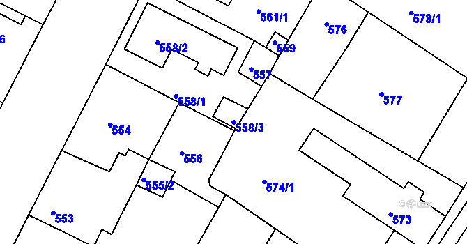 Parcela st. 558/3 v KÚ Křimice, Katastrální mapa