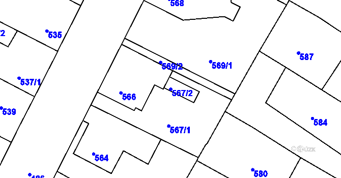 Parcela st. 567/2 v KÚ Křimice, Katastrální mapa