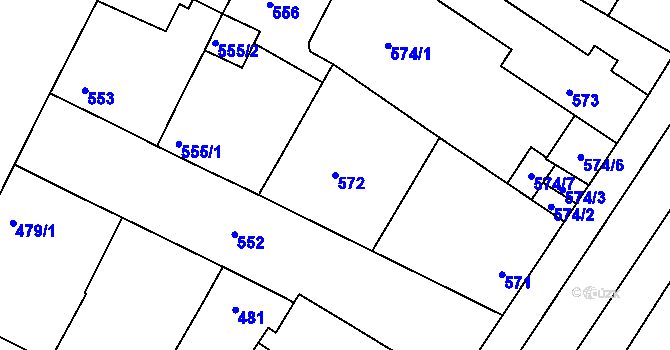 Parcela st. 572 v KÚ Křimice, Katastrální mapa