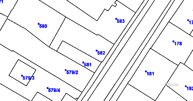 Parcela st. 582 v KÚ Křimice, Katastrální mapa